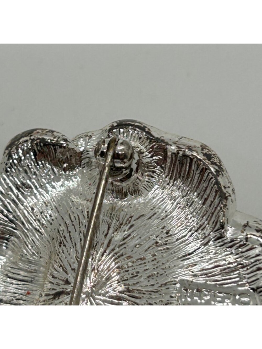 Vintage Napier Calla Lily Brooch Faux Pearl Rhinestones Pave' Silvertone 4" - Picture 8 of 10